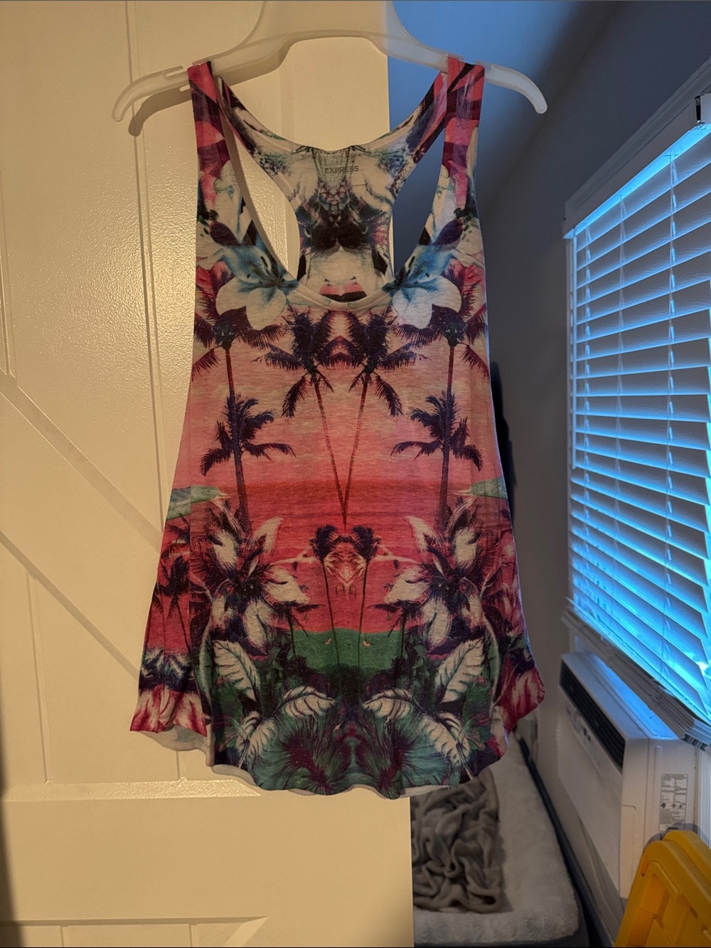 Express Tropical Floral Racerback Tank - Pink, Green, Blue